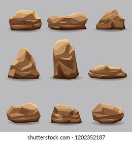 Rock stone set vector illustration collection, blending mode color, easily change color 