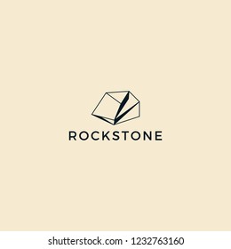 Rock Stone simple and modern line art style logo design inspiration custom logo design 