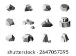 Rock stone vector flat icon set. Simple boulder symbols, grey gravel collection, rocky stones cartoon illustration isolated on white background