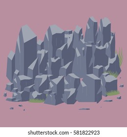 Rock stone vector icon. Set of  different boulders