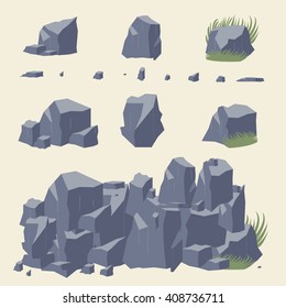 Rock stone vector. Rocks and stones icon Set