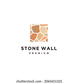 Rock, Stone Wall Building Logo Design Vector Icon Illustration