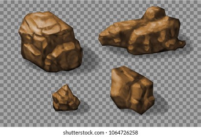 Rock stones collection. Vector 3d realistic illustration.