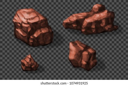 Rock stones collection. Vector 3d realistic illustration.