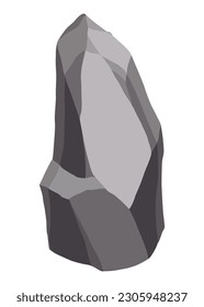 Rock stones or debris of mountain. Gravel, gray stone. Polygonal shape, piece of fossil stone. Game decoration element