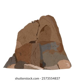 Rock stones isolated,Graphite brown stone boulders,Rock Cliff with rough texture surface,Natural stone formation part of mountain,Vector illustration cartoon Broken Edge of Chunk of Rock Sea