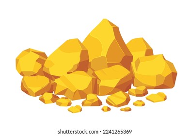 Rock and stones set. Different shape gold boulder collection. vector illustration