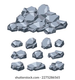 Rock and stones set. Different shape boulder collection. vector illustration.