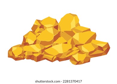 Se ponen piedras y rocas. Colección de rocas de oro de diferentes formas. ilustración vectorial.