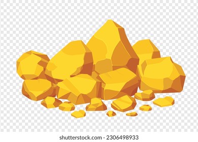 Rock and stones set. Different shape gold boulder collection. vector illustration.