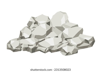 Rock and stones set. Different shape boulder collection. vector illustration.