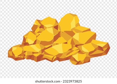 Rock and stones set. Different shape gold boulder collection. vector illustration.