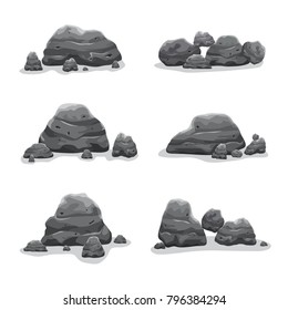 rock stones set vector art collection, blending mode color, easily change color
