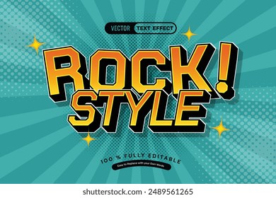 Estilo de Rock 3D Retro Vector Texto Efecto
