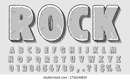 Rock style font design, alphabet letters and numbers, Eps10 vector.