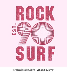 Rock Surf est.1990, Graphic design print t-shirts fashion, illustration, vector, posters, cards, stickers, mug
