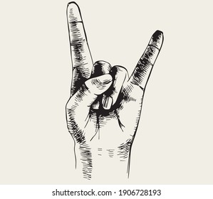 Símbolo de rock por ilustración vectorial de mano dibujada a mano