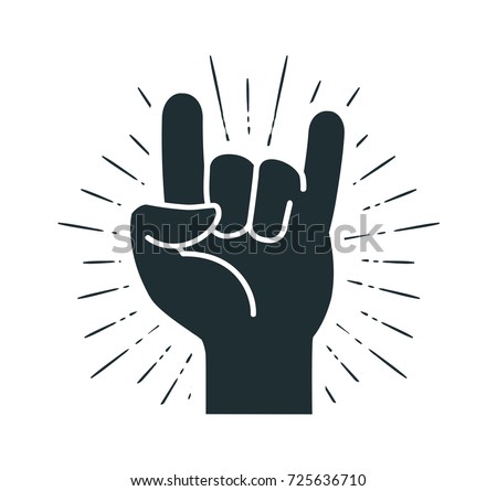 Rock symbol, hand gesture. Cool, party, respect, communication icon. Silhouette vector illustration