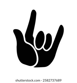 Rock Symbol Hand Icon. Festival symbol illustration. Roker, Rock-n-roll, gestures, music. Index Finger and Little Finger.