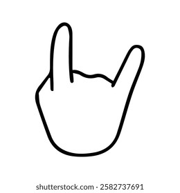 Rock Symbol Hand Icon. Festival symbol illustration. Roker, Rock-n-roll, gestures, music. Index Finger and Little Finger.