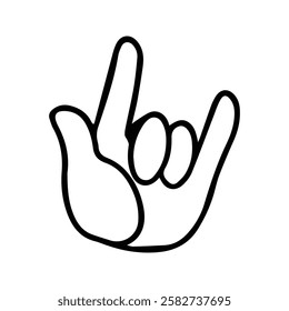 Rock Symbol Hand Icon. Festival symbol illustration. Roker, Rock-n-roll, gestures, music. Index Finger and Little Finger.