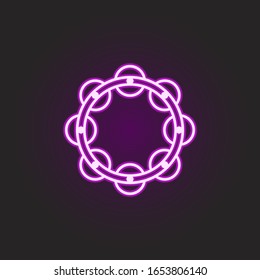 rock, tambourine, musical instrument neon style icon. Simple thin line, outline vector of rock and roll icons for ui and ux, website or mobile application