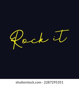 rock it text on blue background.