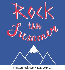 Rock this summer poster design mockup for music, festival, fun, postcard.