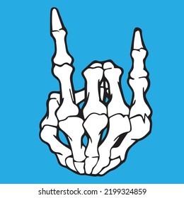 Rock Till Dead Sign Illustration, Hand Symbol, Human Care, Vintage Head, Retro Body, Icon Design, Skeleton Art, Retro Medical, Rocker, Hardcore Music, Gesturing Arm, Rock N Roll