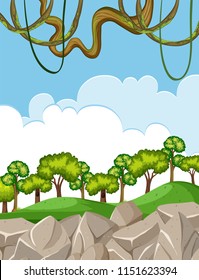 Rock and tree landscpae illustration