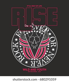 rock typography and flag illustration