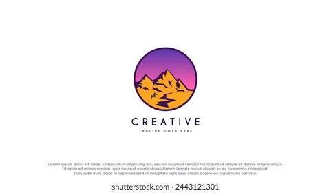 Rock valley mountain logo design vector inspiration.