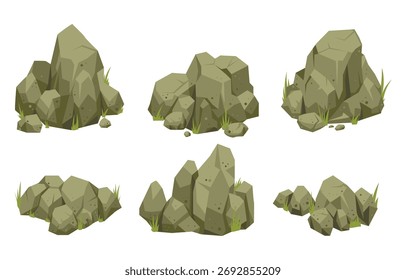 Clipart del Vector del Rock, sistema de piedra