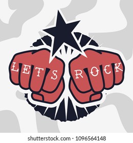 Rock Vector Design With A Hand Fist Gesture.