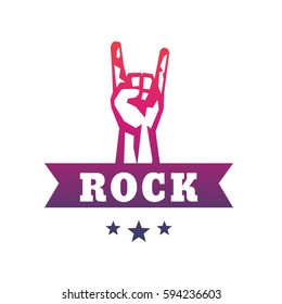 rock vector symbol, sign with popular rock-concert gesture on white