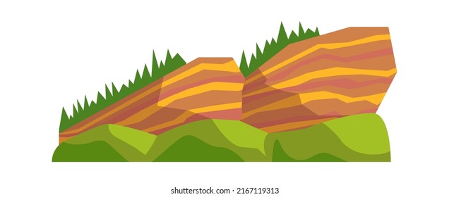 Rock with vegetation Natural Landscape. Vector illustration