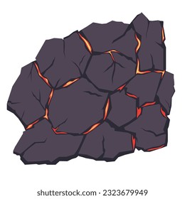 Rock with volcanic lava. Stone. Vector stock illustration. Isolated on a white background.The texture of molten magma