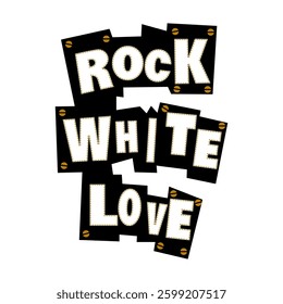rock white love, Graphic design print t-shirts fashion, illustration, vector, posters, cards, stickers, mug