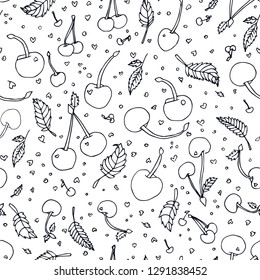 Rockabilly Cherry Doodle seamless pattern background. Perfect for fabric, scrapbooking and wallpaper projects.
