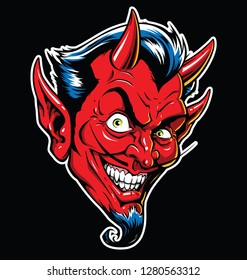 Rockabilly Devil tattoo vector illustration in full color