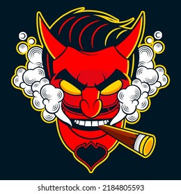 Rockabilly Devil tattoo vector illustration in full color