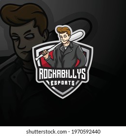 Rockabilly esport mascot logo illustration