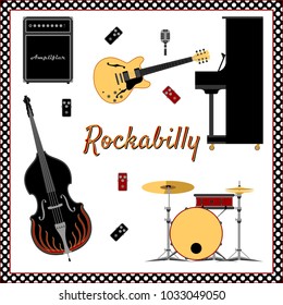 Rockabilly music set vector illustration