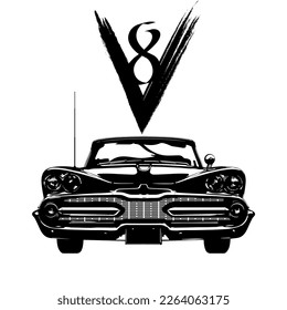 Rockabilly style logo. Old school. Strong American car. 