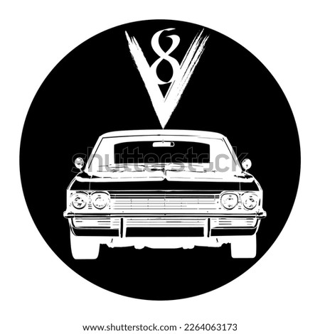 Rockabilly style logo. Old school. Strong American car. 