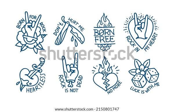 Rockabilly Tattoo Designs Phrases Quots Old Stock Vector (Royalty Free