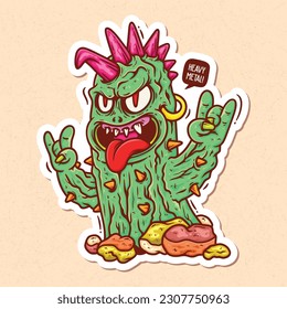 Rockactus Hand Drawn Color Vector Doodle Illustration