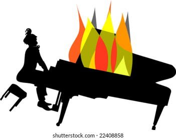 Rock-and-roll instrumentalist and his grand piano.