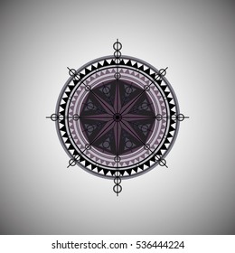 Rock-climbing web banner, sports equipment. Advertising template. Thin line icons. illustration. Antique compass. Star violet. Ship steering wheel icon. 