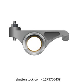 Rocker arm isolated on white background. Car spare part. Camshaft detail. Vector illustration.